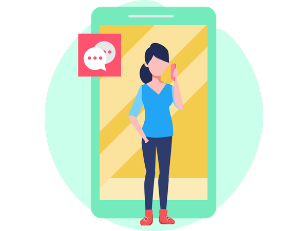 Woman Talking online video call  Illustration