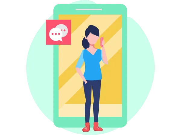 Woman Talking online video call  Illustration