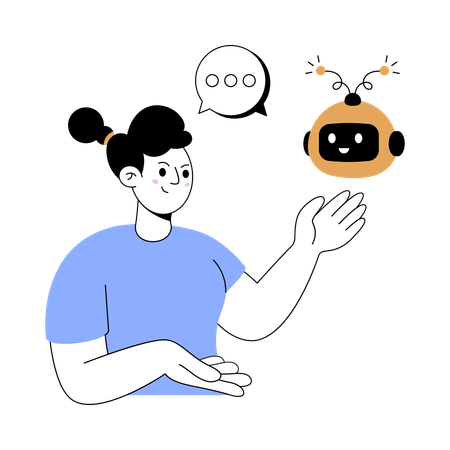 Woman talking to ai chatbot  Illustration