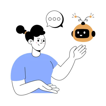 Woman talking to ai chatbot  Illustration