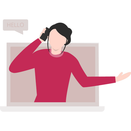 Woman talking to customer service center  Illustration