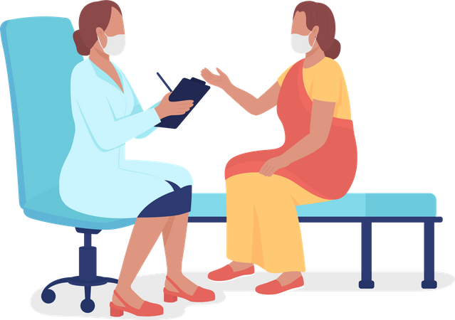 Woman talking to healthcare professional  Illustration