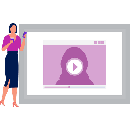 Woman talking with her friend on video call  Illustration