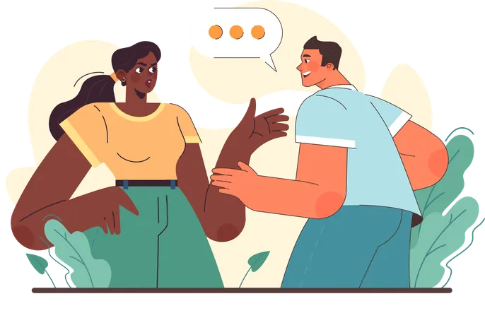 Woman talking with man  Illustration