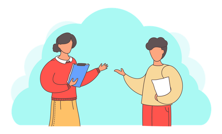 Woman talking with man  Illustration