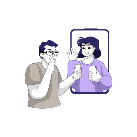 Woman talks on online video call  Illustration