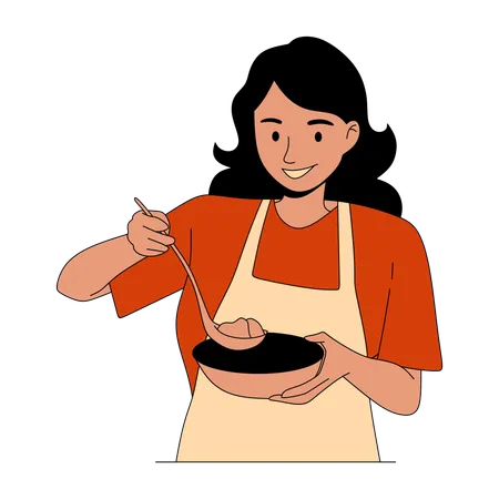 Woman tasting food  Illustration