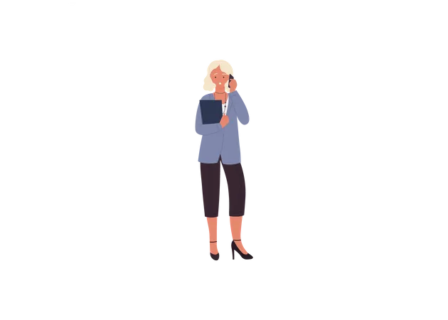 Woman Teacher talking on mobile  Illustration