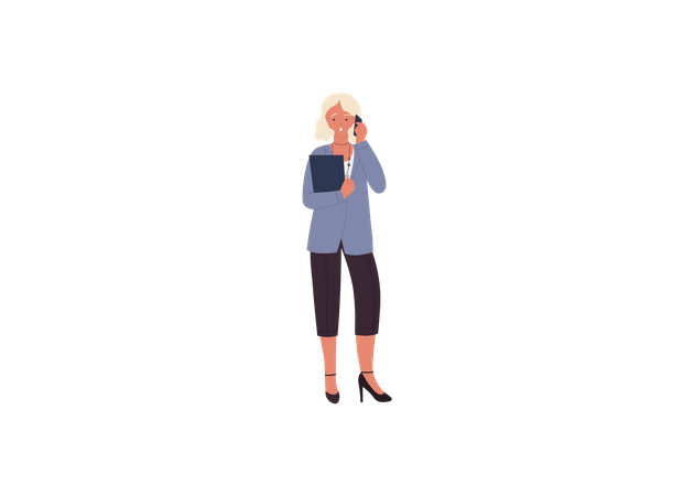 Woman Teacher talking on mobile  Illustration