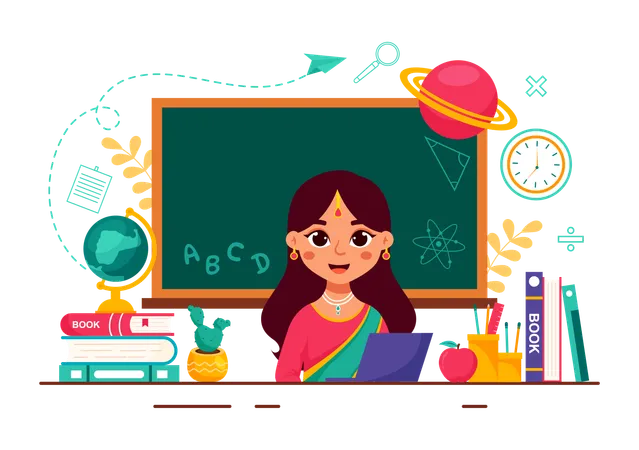 Woman teacher teaching english  Illustration