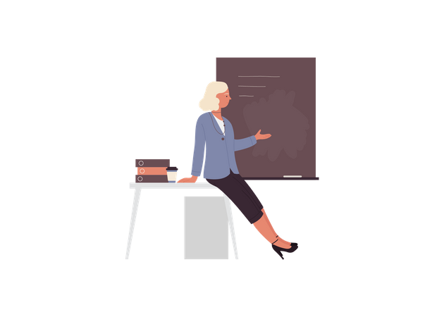 Woman Teacher teaching in class  Illustration