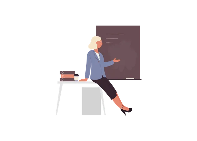 Woman Teacher teaching in class  Illustration