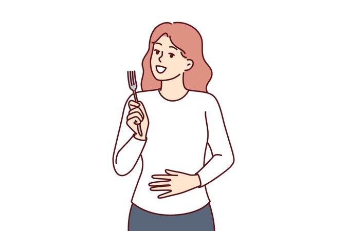 Woman teaches table manners  Illustration