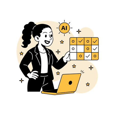 Woman Teaching AI with Training Dataset  Illustration