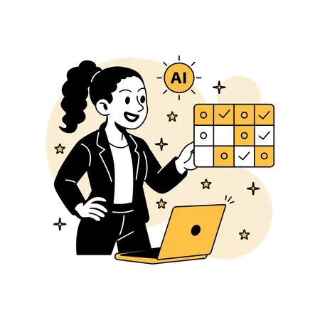 Woman Teaching AI with Training Dataset  Illustration