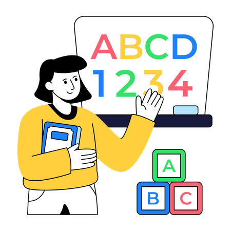 Woman Teaching Alphabet  Illustration