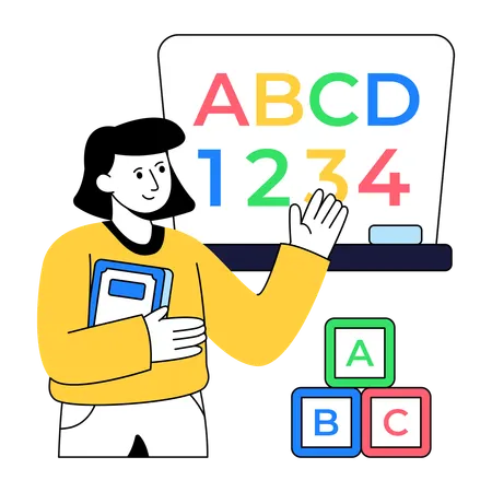 Woman Teaching Alphabet  Illustration