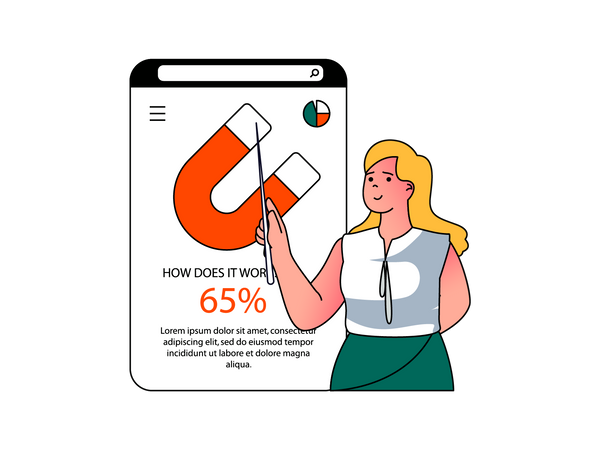 Woman teaching digital marketing Illustration