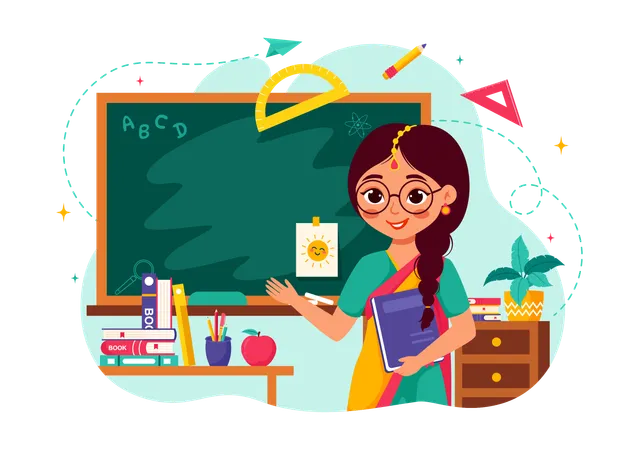 Woman teaching in class  Illustration