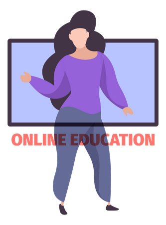 Woman teaching online via remote education Illustration