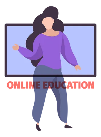 Woman teaching online via remote education Illustration