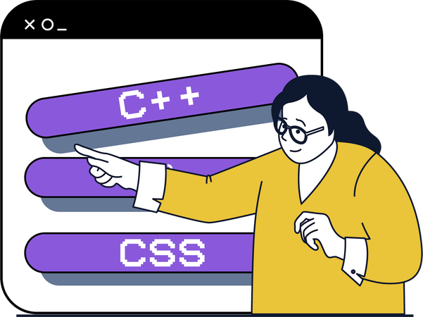 プログラミング言語を教える女性  イラスト