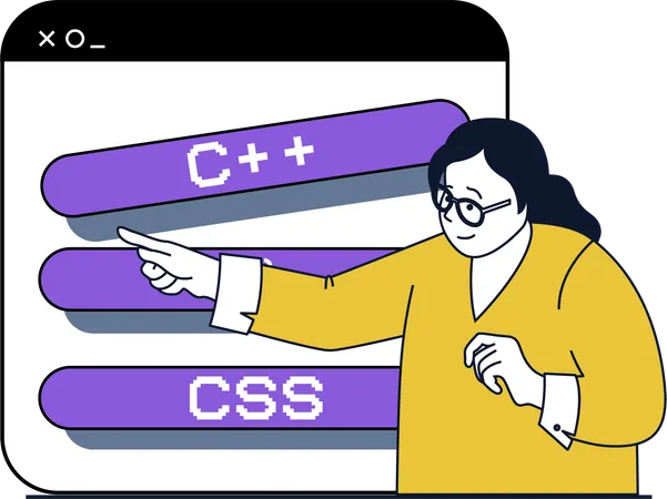 プログラミング言語を教える女性  イラスト