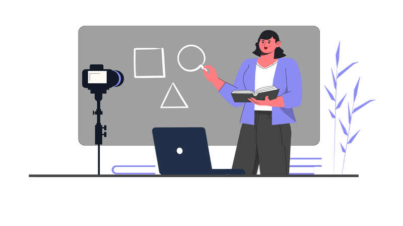 Woman teaching shape in digital class  Illustration