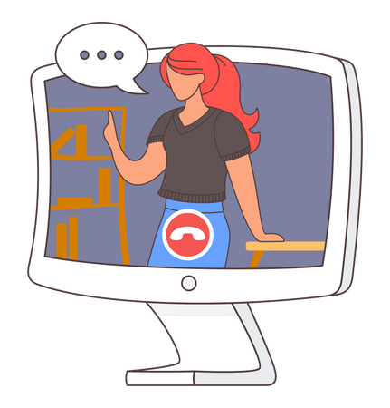 Woman teaching via video call  Illustration