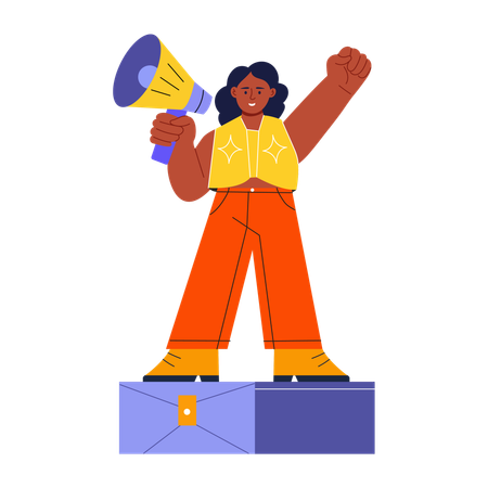 Woman telling about advocacy  Illustration