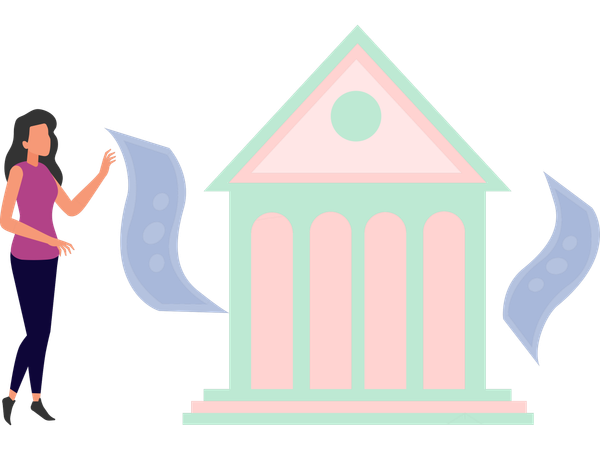 Woman telling about banking service  Illustration