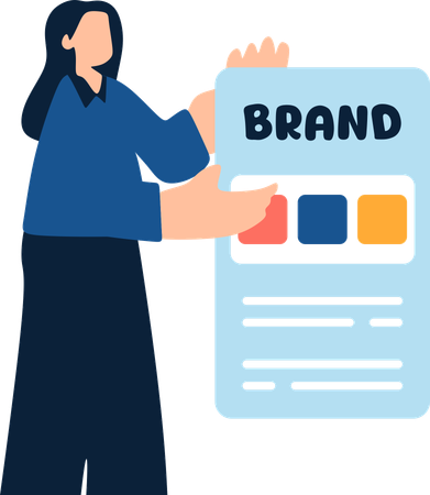 Woman telling about brand value  Illustration