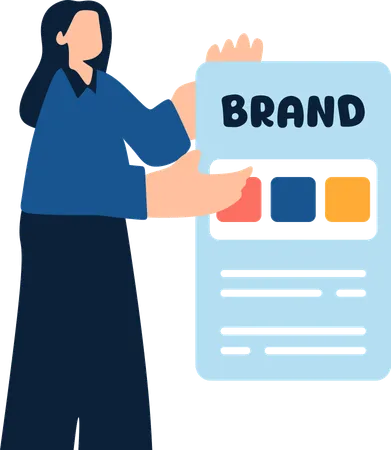 Woman telling about brand value  Illustration