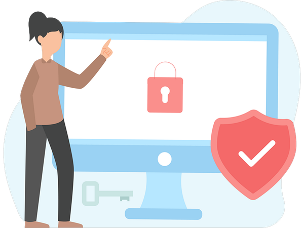 Woman telling about cyber security  Illustration