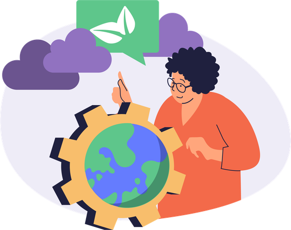 Woman telling about environment sustainability  Illustration