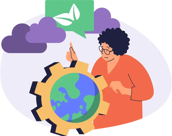 Woman telling about environment sustainability  Illustration