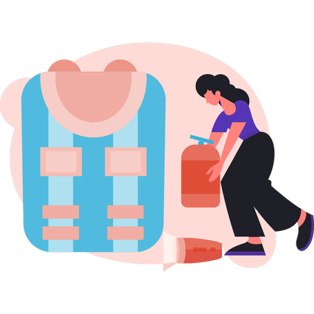 Woman telling about first aid kit  Illustration