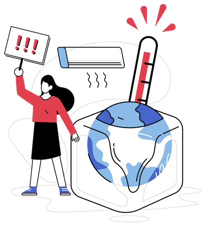 Woman telling about global warming  Illustration