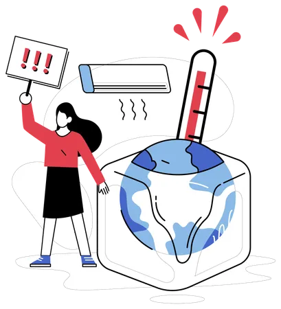 Woman telling about global warming  Illustration