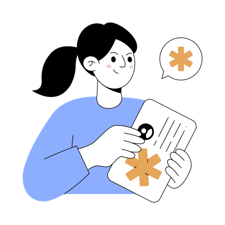 Woman telling about healthcare smart card  Illustration