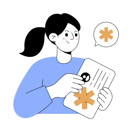 Woman telling about healthcare smart card  Illustration