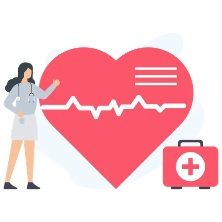 Woman telling about heart treatment  Illustration