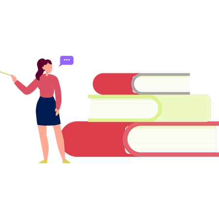 Woman telling about literature books  Illustration
