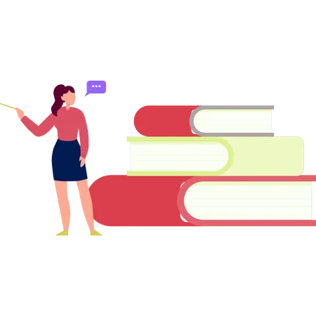 Woman telling about literature books  Illustration