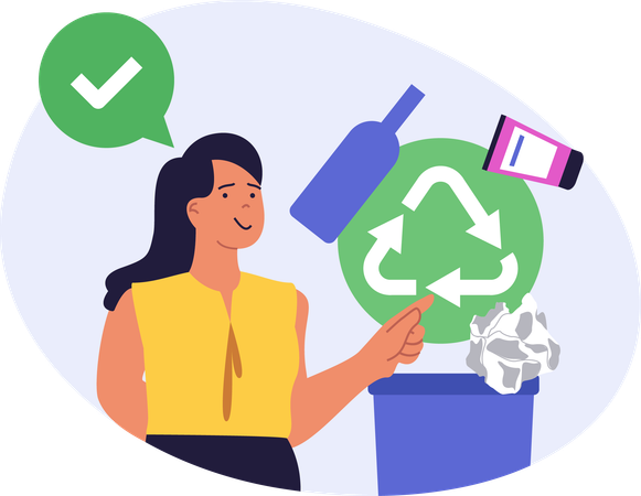 Woman telling about recycling  Illustration