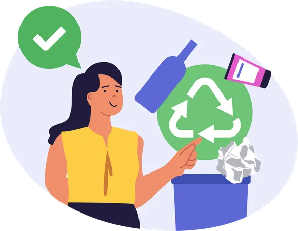 Woman telling about recycling  Illustration