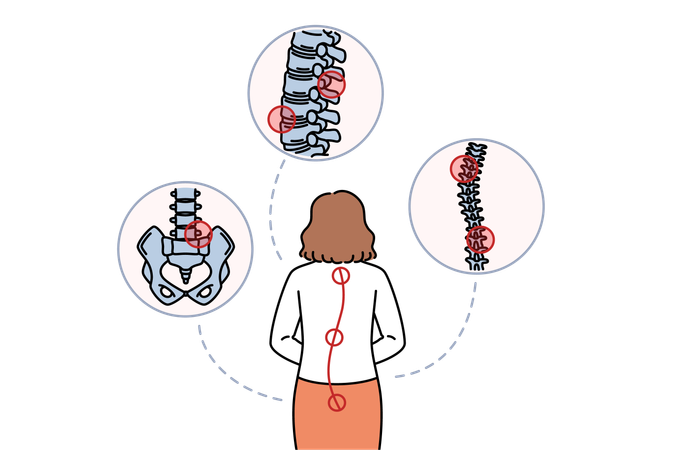 Woman telling about spine points  Illustration