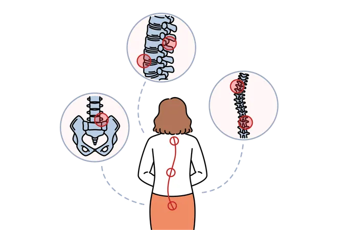 Woman telling about spine points  Illustration