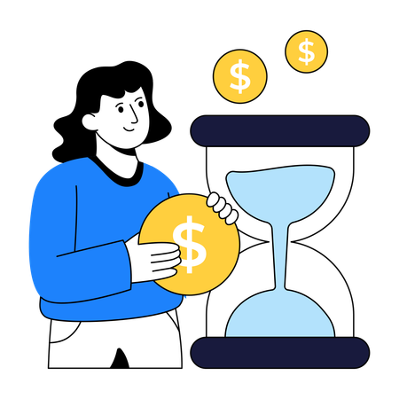 Woman Telling About Time Is Money  Illustration