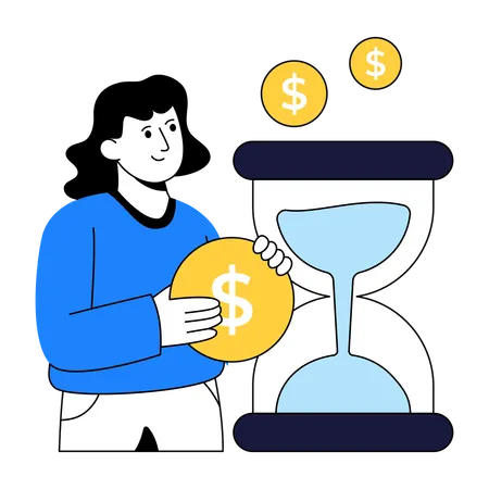 Woman Telling About Time Is Money  Illustration
